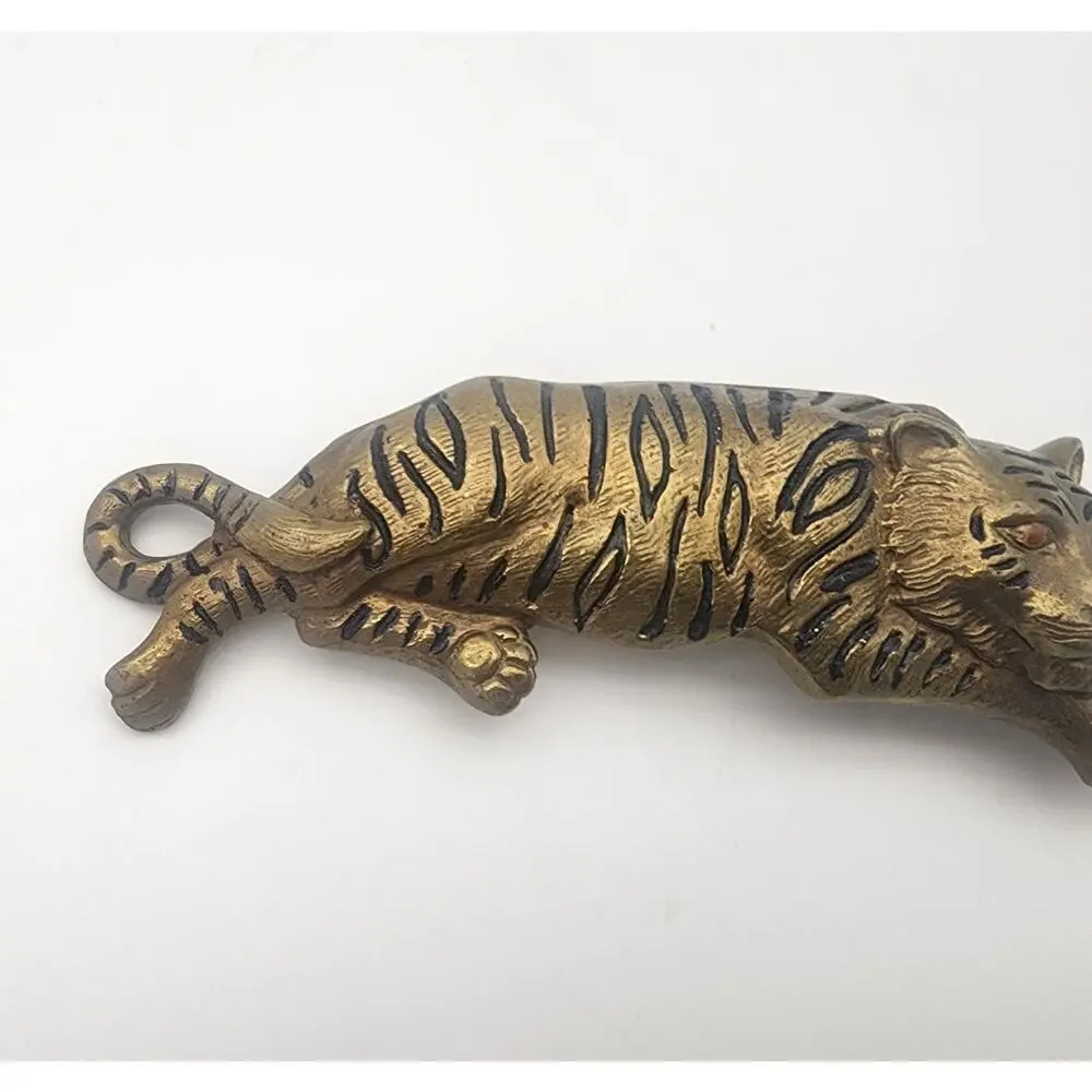 Vintage Tiger Cat BELT BUCKLE Designer Gold Tone Metal 5.25